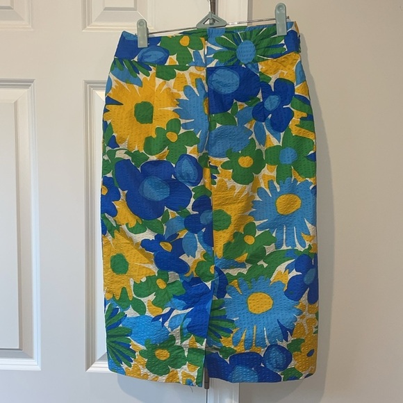 J Crew women's Tie Waist Morning Floral Seersucker Pencil Skirt - Picture 5 of 12